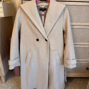 Zara Cream Double-Breasted Wool-Blend Trench Coat